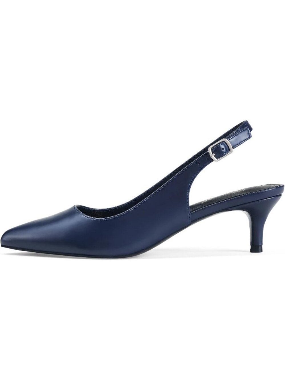 Women's Matte Navy Blue Slingback Pump Pointed Closed Toe Low Kitten Heel Shoes